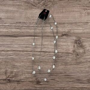 Paparazzi Chic Silver Necklace and Earring Set with Crystal Clear Beads